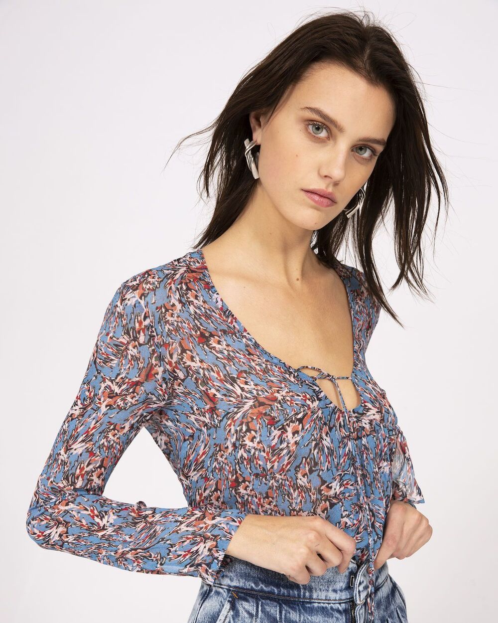 IRO Gosh Blue V Neck Peplum Top 6